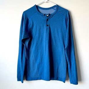 lululemon athletica Blue Long Sleeve Henley Shirt